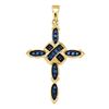 Image 1 : 0.20 CTW Blue Color Diamond Cross Pendant 10KT Yellow Gold - REF-16F4N