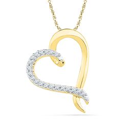 0.10 CTW Diamond Heart Love Pendant 10KT Yellow Gold - REF-8M9H