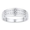 Image 1 : 0.10 CTW Mens Channel-set Diamond Double Row Wedding Ring 10KT White Gold - REF-26K9W