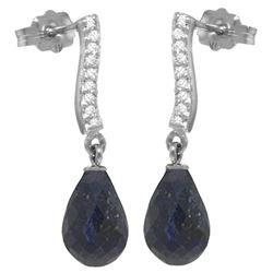 Genuine 6.88 ctw Sapphire & Diamond Earrings Jewelry 14KT White Gold - REF-47P3H