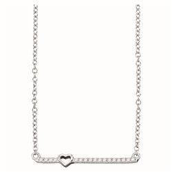 0.09 CTW Diamond Heart Bar Pendant 10KT White Gold - REF-19M4H