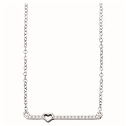 0.09 CTW Diamond Heart Bar Pendant 10KT White Gold - REF-19M4H