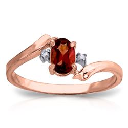 Genuine 0.46 ctw Garnet & Diamond Ring Jewelry 14KT Rose Gold - REF-28Y3F