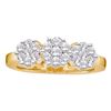 Image 1 : 1.5 CTW Diamond Triple Flower Cluster Ring 14KT Yellow Gold - REF-172W4K