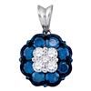 Image 1 : 1 CTW Blue Color Diamond Cluster Pendant 10KT White Gold - REF-52W4K