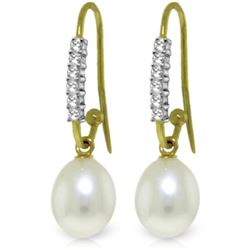 Genuine 8.18 ctw Pearl & Diamond Earrings Jewelry 14KT Yellow Gold - REF-37V7W