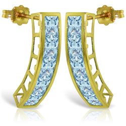 Genuine 4.5 ctw Aquamarine Earrings Jewelry 14KT Yellow Gold - REF-50X6M