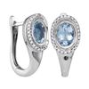 Image 1 : 0.85 CTW Oval Aquamarine Solitaire Diamond Hoop Earrings 14KT White Gold - REF-92Y9X