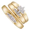 Image 1 : 0.07 CTW His & Hers Diamond Cluster Matching Bridal Ring 10KT Yellow Gold - REF-20M9H