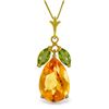 Image 1 : Genuine 6.5 ctw Citrine & Peridot Necklace Jewelry 14KT Yellow Gold - REF-34H6X