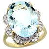 Image 1 : Natural 13.83 ctw Aquamarine & Diamond Engagement Ring 14K Yellow Gold - REF-284M9H