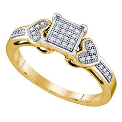 0.10 CTW Diamond Heart Love Cluster Ring 10KT Yellow Gold - REF-14K9W