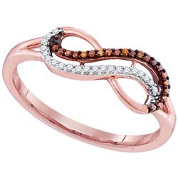 0.10 CTW Red Color Diamond Infinity Ring 10KT Rose Gold - REF-14X9Y