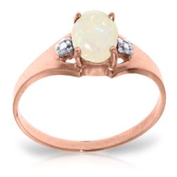 Genuine 0.46 ctw Opal & Diamond Ring Jewelry 14KT Rose Gold - REF-22P3H