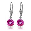 Genuine 3.1 ctw Pink Topaz Earrings Jewelry 14KT White Gold - REF-34F3Z