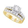 1.5 CTW Diamond Halo Bridal Engagement Ring 14k Yellow Gold - REF-224F9N