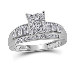 0.53 CTW Diamond Cluster Bridal Engagement Ring 10KT White Gold - REF-41Y9X