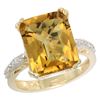 Image 1 : Natural 5.48 ctw Whisky-quartz & Diamond Engagement Ring 14K Yellow Gold - REF-49F7N