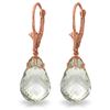 Genuine 14 ctw Green Amethyst Earrings Jewelry 14KT Rose Gold - REF-34W3Y