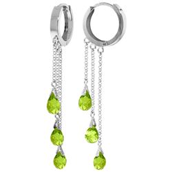 Genuine 4.8 ctw Peridot Earrings Jewelry 14KT White Gold - REF-64Z4N