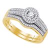 0.33 CTW Diamond Halo Bridal Engagement Ring 10KT Yellow Gold - REF-44W9K