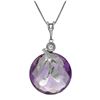 Genuine 5.32 ctw Amethyst & Diamond Necklace Jewelry 14KT White Gold - REF-31P2H