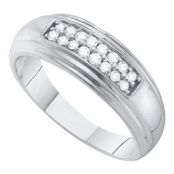 0.25 CTW Diamond 2-row Mens Wedding Ring 10KT White Gold - REF-37N5F