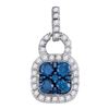 Image 1 : 0.80 CTW Blue Color Diamond Square Cluster Pendant 10KT White Gold - REF-41H9M
