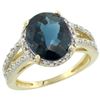 Natural 3.47 ctw London-blue-topaz & Diamond Engagement Ring 14K Yellow Gold - REF-47K2R