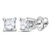 0.48 CTW Princess Diamond Solitaire Stud Earrings 14KT White Gold - REF-59W9K