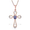 Genuine 0.57 ctw Tanzanite & Diamond Necklace Jewelry 14KT Rose Gold - REF-44W4Y
