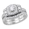 0.98 CTW Diamond Bridal Wedding Engagement Ring 14KT White Gold - REF-127X4Y