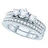 1 CTW Diamond 3-Stone Bridal Engagement Ring 14KT White Gold - REF-165M2H