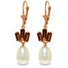 Genuine 9.35 ctw Pearl & Garnet Earrings Jewelry 14KT Rose Gold - REF-26V6W