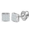 Image 1 : 0.24 CTW Princess Diamond Square Cluster Stud Earrings 14KT White Gold - REF-18F7N