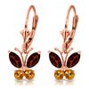 Genuine 1.24 ctw Garnet & Citrine Earrings Jewelry 14KT Rose Gold - REF-38Z2N