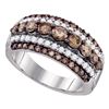 1.55 CTW Cognac-brown Color Diamond Fancy Cocktail Ring 10KT White Gold - REF-89Y9X
