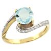 Natural 0.99 ctw aquamarine & Diamond Engagement Ring 14K Yellow Gold - REF-54X9A