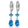 Genuine 5.62 ctw Blue Topaz Earrings Jewelry 14KT White Gold - REF-62M2T