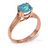 Genuine 1.10 ctw Blue Topaz Ring Jewelry 14KT Rose Gold - REF-57F3Z
