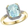 Natural 2.63 ctw Aquamarine & Diamond Engagement Ring 10K Yellow Gold - REF-45Y9X