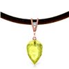 Genuine 9.01 ctw Lemon Quartz & Diamond Necklace Jewelry 14KT Rose Gold - REF-35Z4N