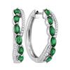 0.27 CTW Oval Natural Emerald Diamond Woven Hoop Earrings 14KT White Gold - REF-179N9F
