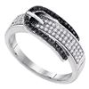 0.25 CTW Black Color Diamond Belt Buckle Ring 10KT White Gold - REF-34N4F