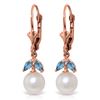 Genuine 4.4 ctw Blue Topaz Earrings Jewelry 14KT Rose Gold - REF-25K3V