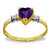 Genuine 0.98 ctw Amethyst & Diamond Ring Jewelry 14KT Yellow Gold - REF-31Z2N
