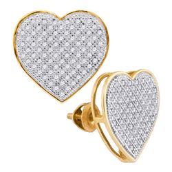 0.50 CTW Diamond Heart Love Cluster Earrings 10KT Yellow Gold - REF-37K5W