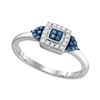 Image 1 : 0.20 CTW Blue Color Diamond Square Cluster Ring 10KT White Gold - REF-16Y4X