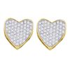 0.33 CTW Diamond Heart Love Cluster Earrings 10KT Yellow Gold - REF-30F2N