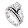 1.47 CTW Diamond Bridal Wedding Engagement Ring 14KT White Gold - REF-134N9F